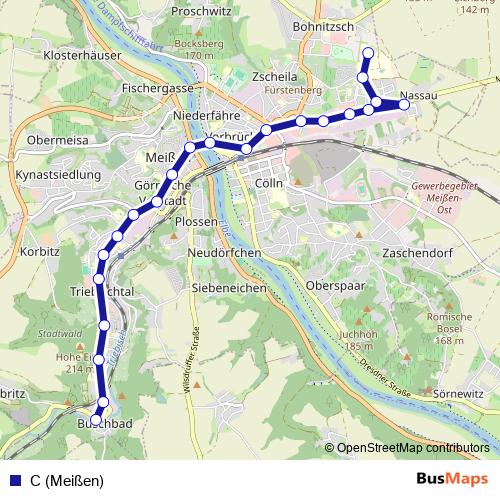 C (Meißen) bus Line Map