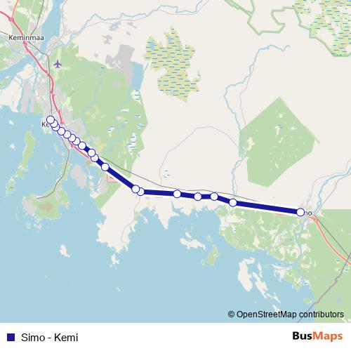 Simo - Kemi bus Line Map
