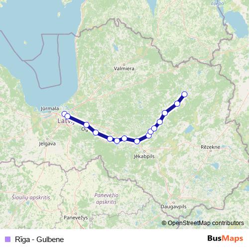 Rīga - Gulbene rail Line Map