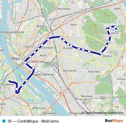 35 trolleybus Line Map