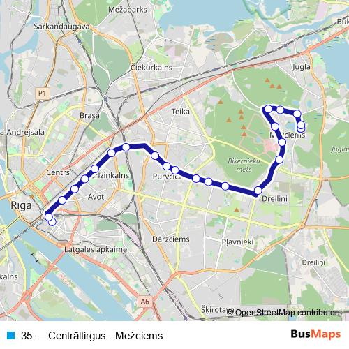 35 trolleybus Line Map