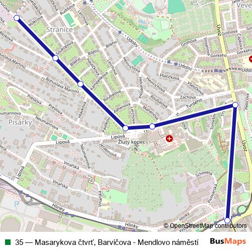 35 trolleybus Line Map