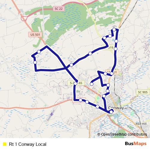 Rt 1 Conway Local bus Line Map