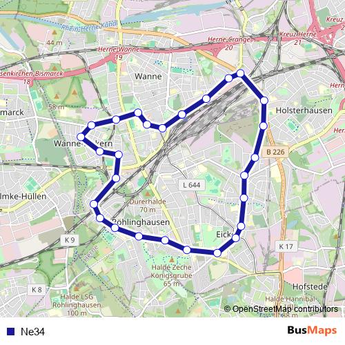 Ne34 bus Line Map