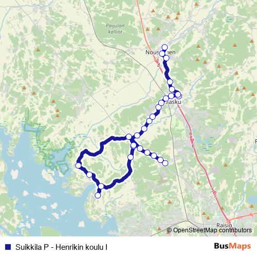 Suikkila P - Henrikin koulu I bus Line Map