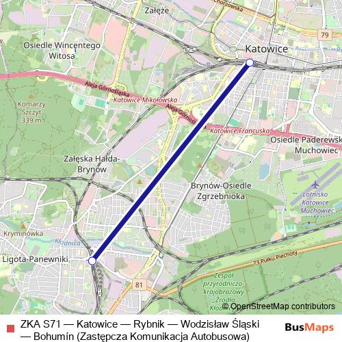 ZKA S71 bus Line Map