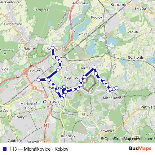 113 trolleybus Line Map