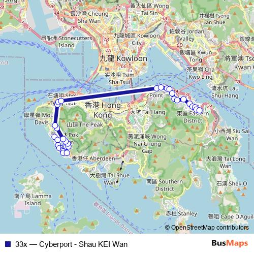 33x bus Line Map