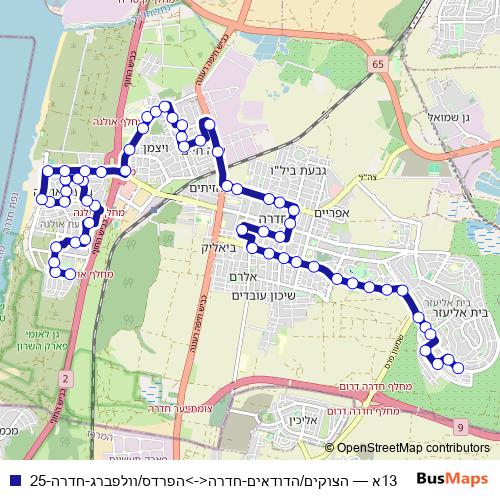 13א bus Line Map