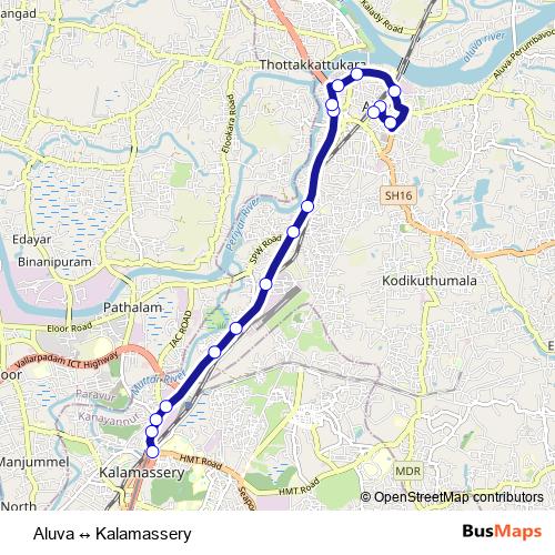 Aluva ↔ Kalamassery bus Line Map