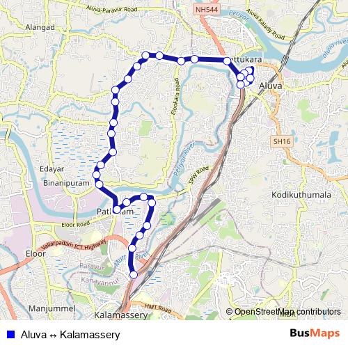 Aluva ↔ Kalamassery bus Line Map