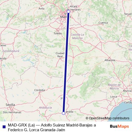 MAD-GRX (La) air Line Map