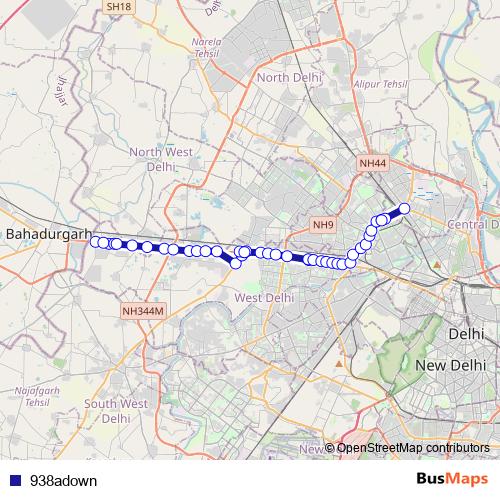 938adown bus Line Map