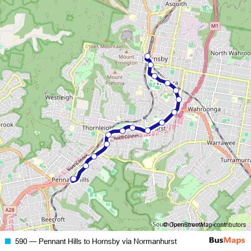 590 bus Line Map