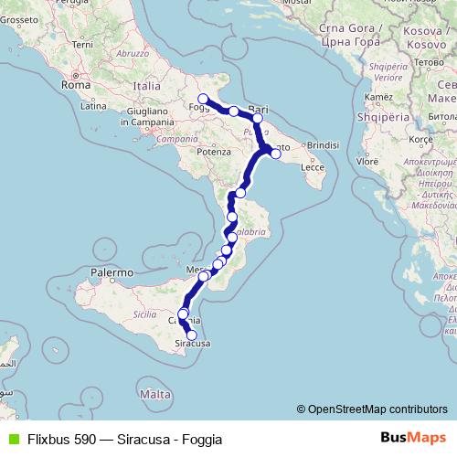 Flixbus 590 bus Line Map