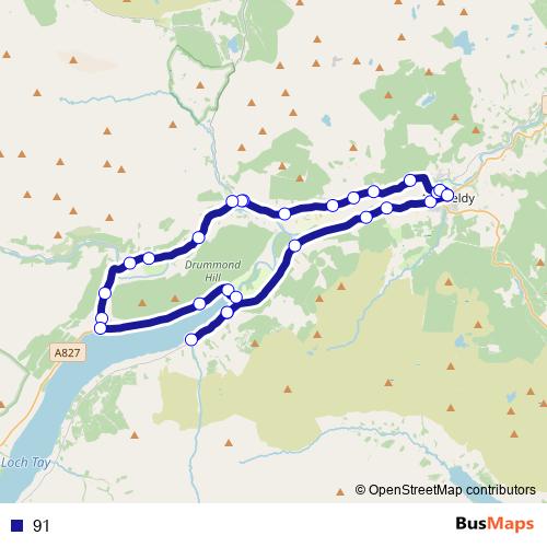 91 bus Line Map