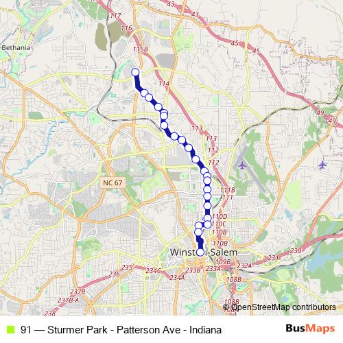 91 bus Line Map