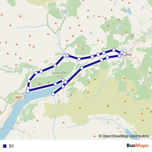 91 bus Line Map