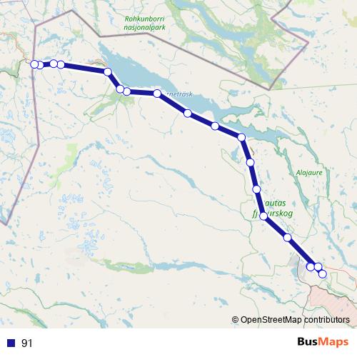 91 bus Line Map