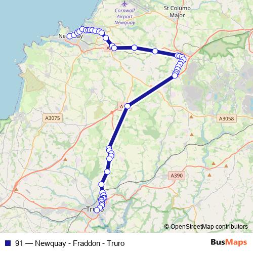 91 bus Line Map