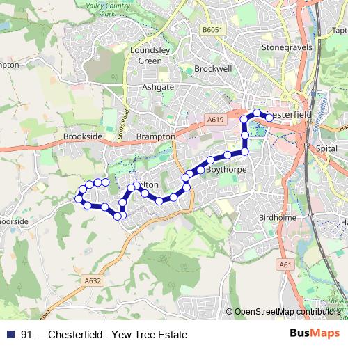 91 bus Line Map