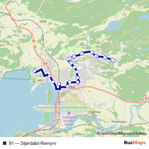 91 bus Line Map
