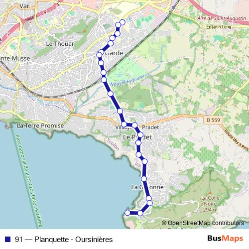 91 bus Line Map