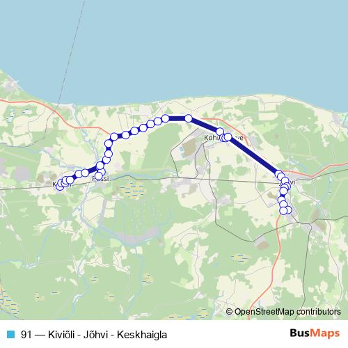91 bus Line Map