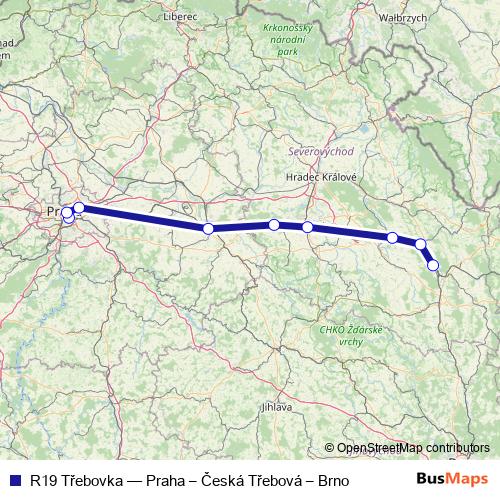 R19 Třebovka rail Line Map