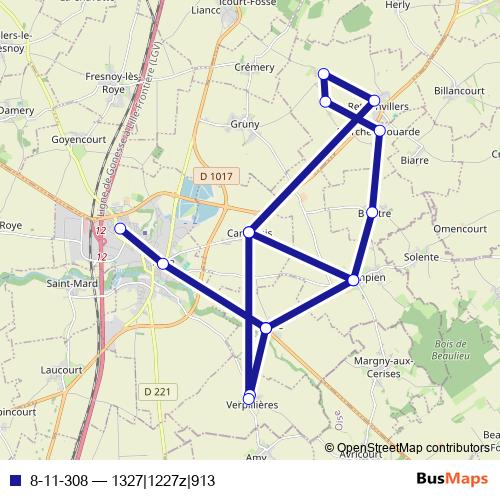 8-11-308 bus Line Map