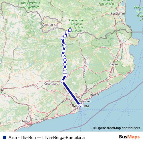 Alsa - Lliv-Bcn bus Line Map