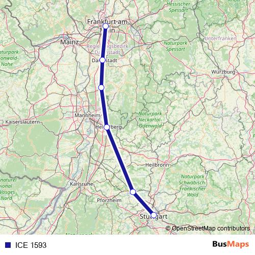 ICE 1593 rail Line Map