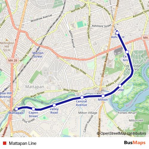 Mattapan Line tram Line Map