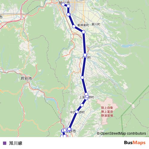 아사히카와 선 bus Line Map
