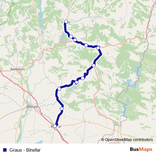Graus - Binefar bus Line Map