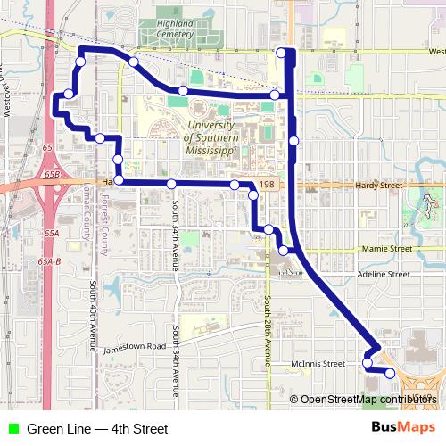 Green Line bus Line Map