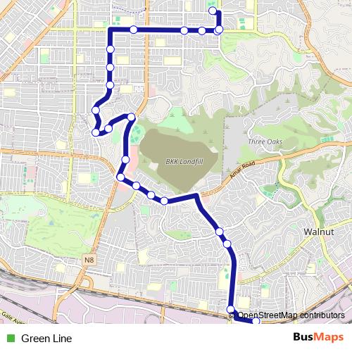 Green Line bus Line Map