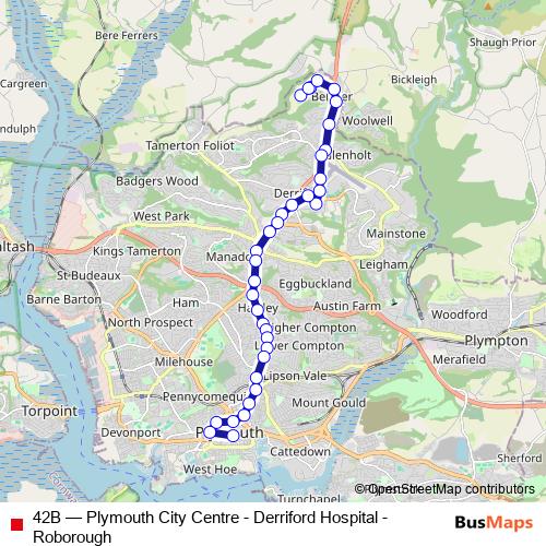 42B bus Line Map