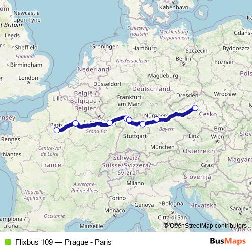 Flixbus 109 bus Line Map
