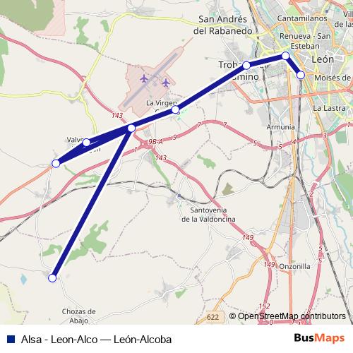 Alsa - Leon-Alco bus Line Map