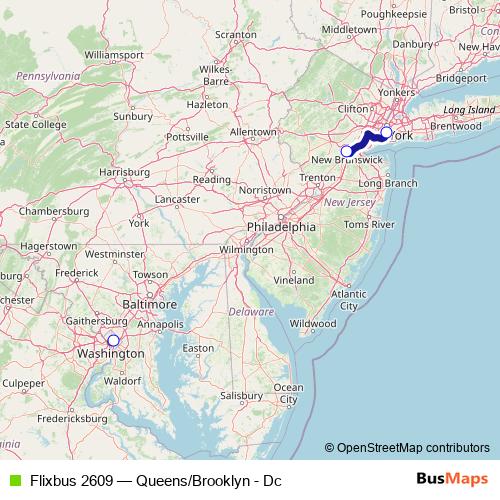 Flixbus 2609 bus Line Map