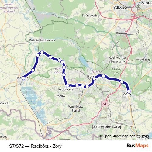S7/S72 rail Line Map