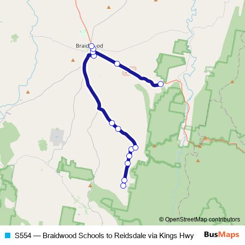 S554 bus Line Map