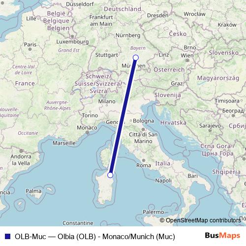 OLB-Muc air Line Map