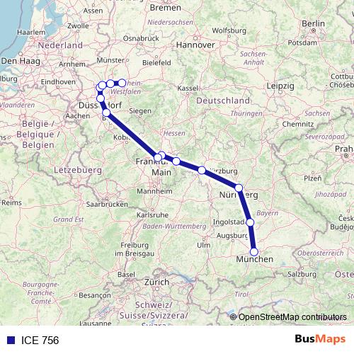 ICE 756 rail Line Map