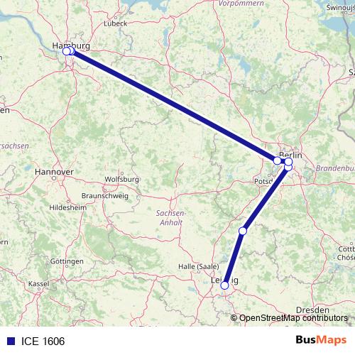 ICE 1606 rail Line Map