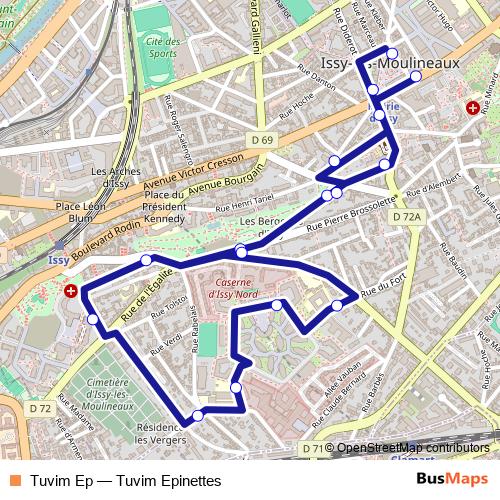 Tuvim Ep bus Line Map