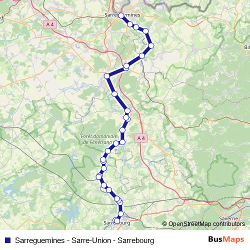 Sarreguemines - Sarre-Union - Sarrebourg bus Line Map
