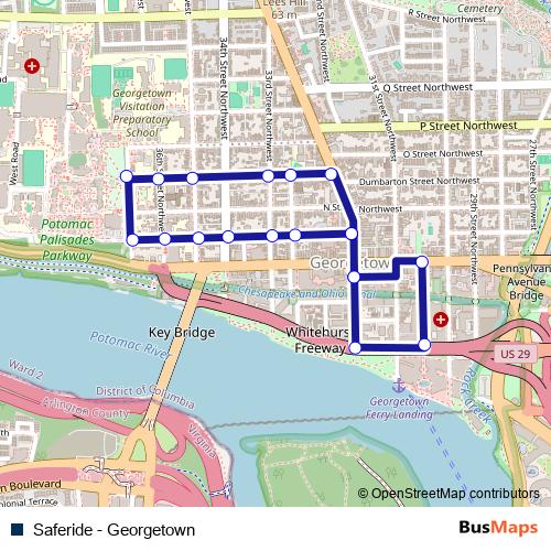 Saferide - Georgetown bus Line Map