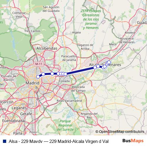 Alsa - 229 Mavdv bus Line Map